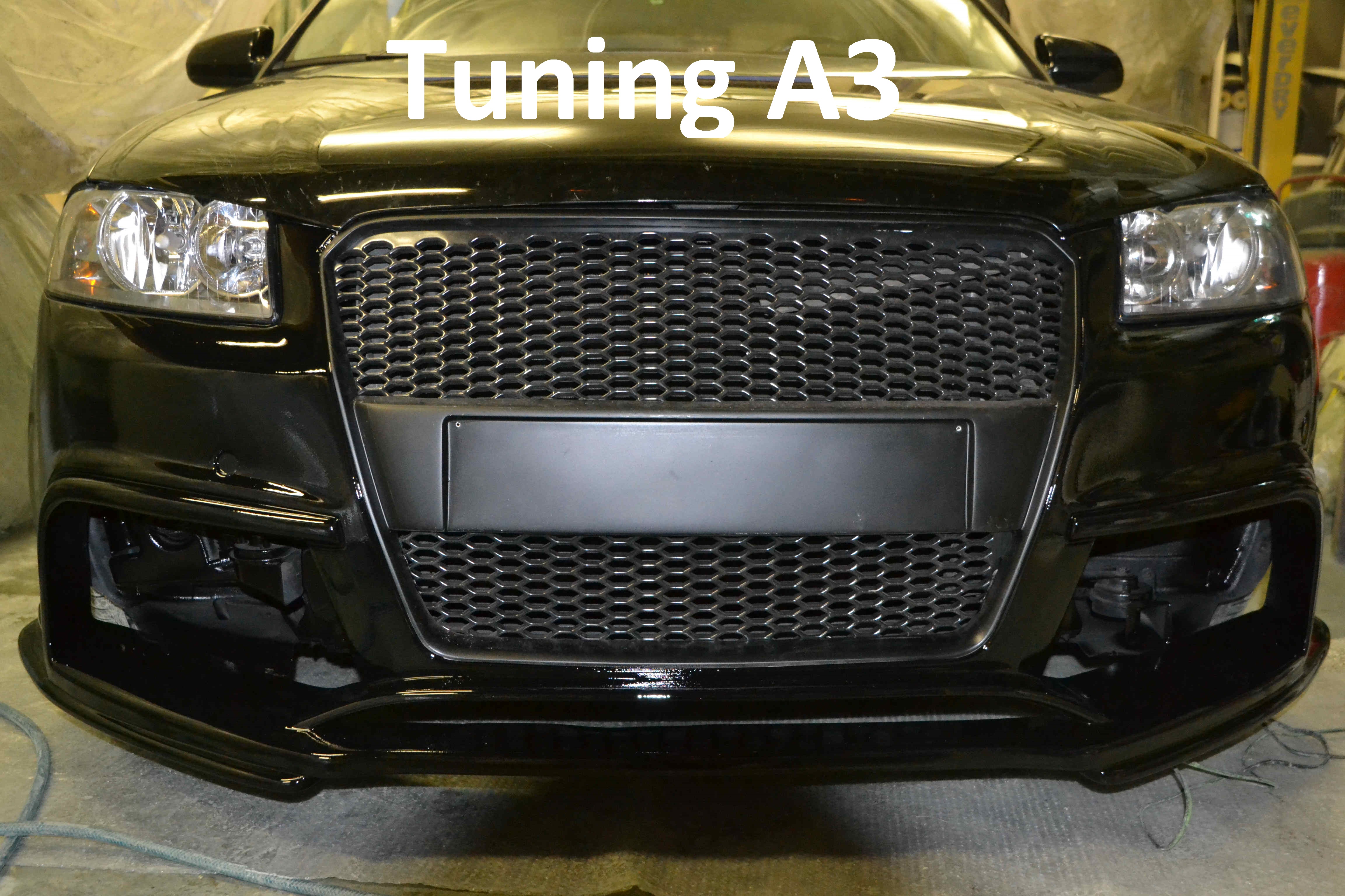 afbeelding van een audi A3, tuning A3, tuning voorbumper, tuning achterbumper, kit A3, polyester werk A3, polyester kit A3