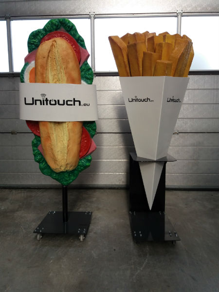 image of a sandwich in fibreglass, sandwich in fiberglass, baguette en rsin, sandwich in plastic, sandwich on base, sidewalk advertising, faade advertising, wall advertising, street advertising, 3D object in fiberglass, company logo in fibreglass, logo and rsin, roof advertising, car advertising, advertising trolley , eyecatcher, product enlargement, product enlargement in polyester, eyecatcher in polyester, ooh, advertising display, polyester fries bag, 3D fries bag, fries bag, cone bag, advertising object, polyester customization, shop decoration, advertising object, publicity object, promotional material, advertising item, large fries bag, theatralization, thematization , belgian fries, belgian fries, french fries, polyester prop 