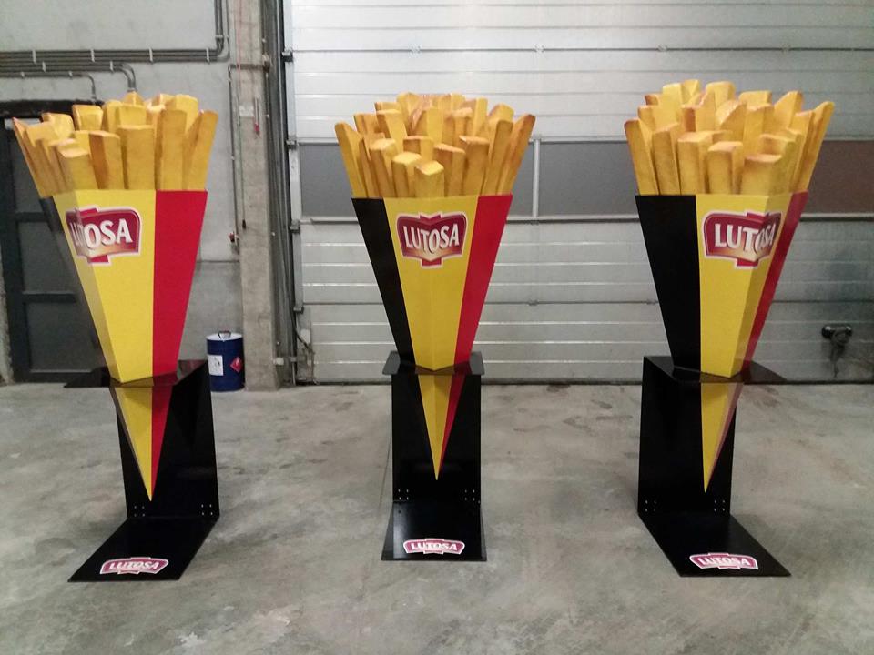 3D fries bags,french fries, frenchfries, belgian fries, chip bag, french fries Lutosa, chip bac lutasa, Lutosa advertising,Lutosa eyecatcher, french fries in polyester, frnch fries in fiberglass, fiberglass french fries, decoration for trade show, advertising props, advertising object, promotional item,advertising campagne,prop, original prop, blowups, blow ups