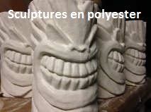 afbeelding van een sculpure en polyester, sculpture en fibres de verre,tiki style, art, parc d'attraction, dcoration