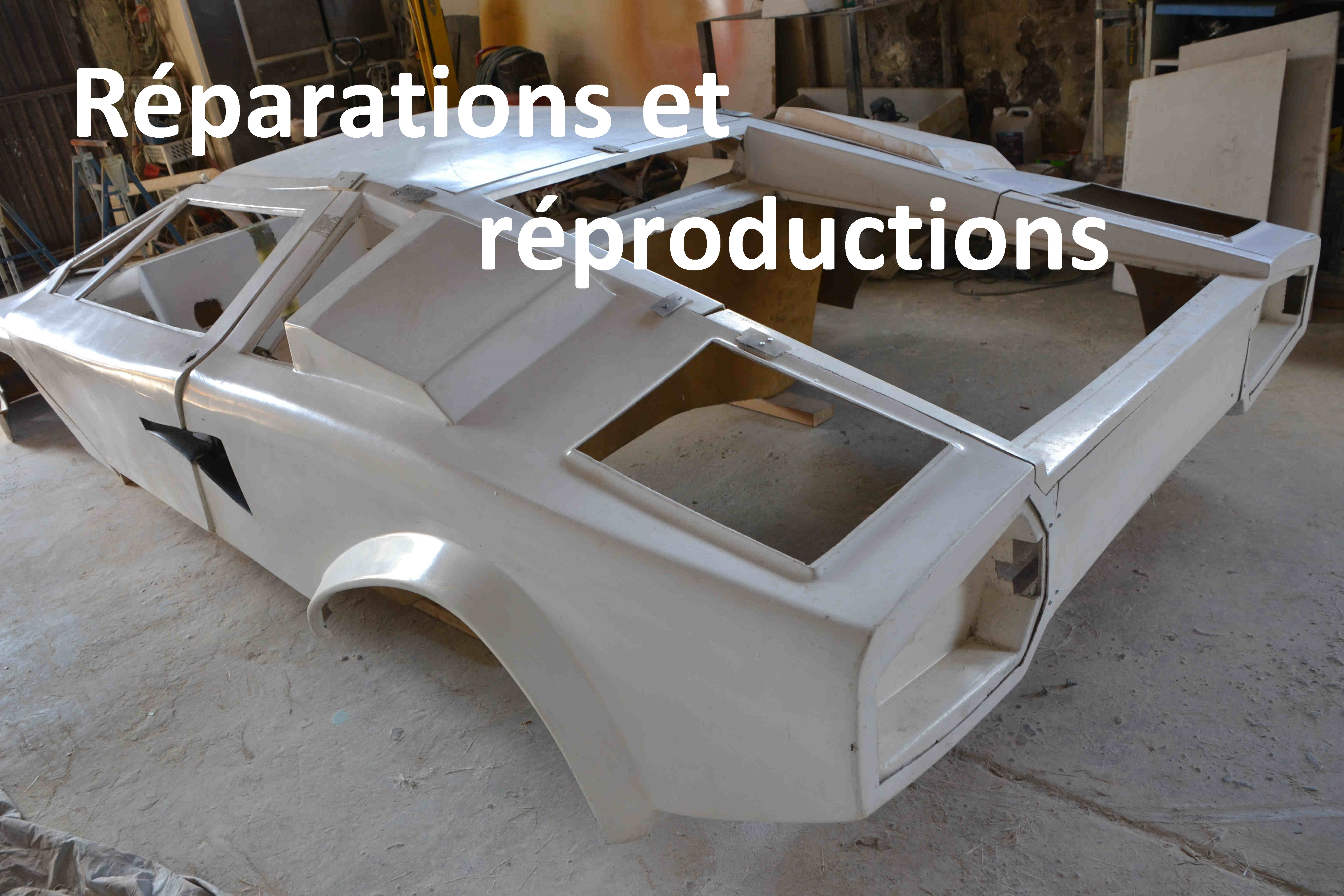 afbeelding van een rparation en polyester,rparation en fibres de verre, kit VW chassis, lamborghini kit car, lamborghini body kit, lamborghini kit carrosserie